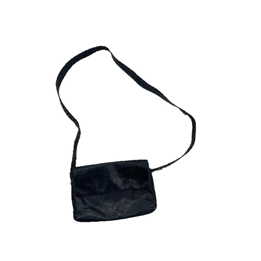 Anthropologie Mini‎ Crossbody Bag Black Glitter Metallic H84